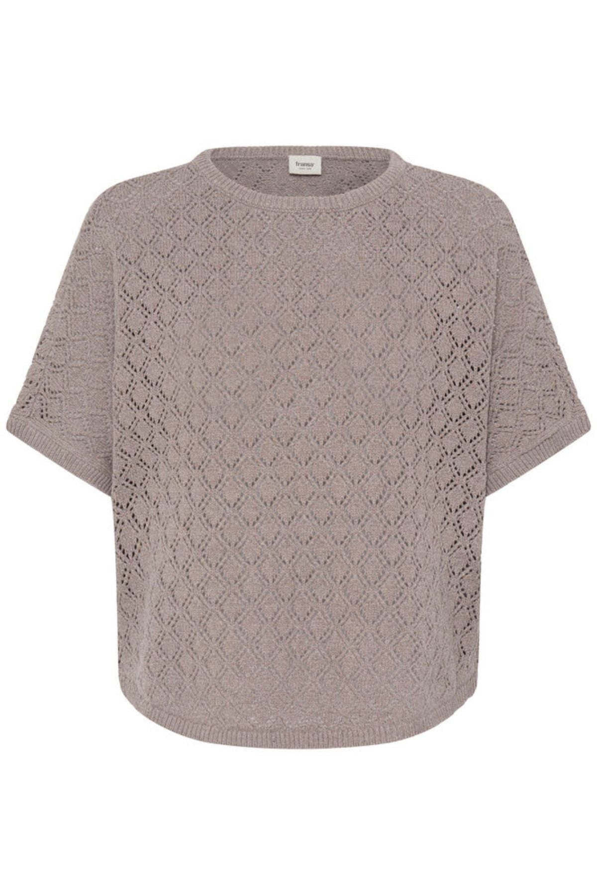 FRANSA Sinja Short Sleeve Knitted Top - Brown