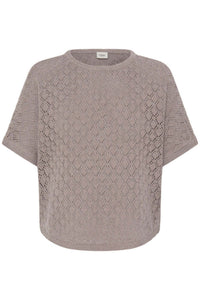 FRANSA Sinja Short Sleeve Knitted Top - Brown