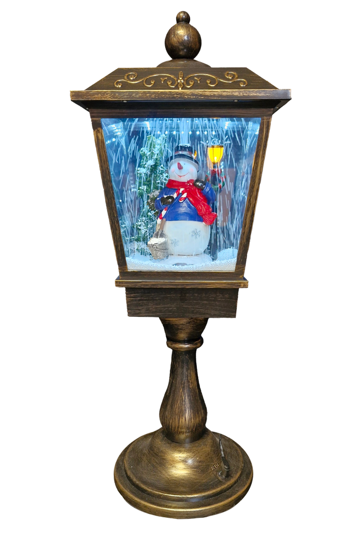 WGP Snowman Lantern on Stand with Blowing Snow & Music 70cm