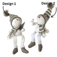 HEAVEN SENDS White Resin Dangle Leg Snowman 14cm - 1Pc