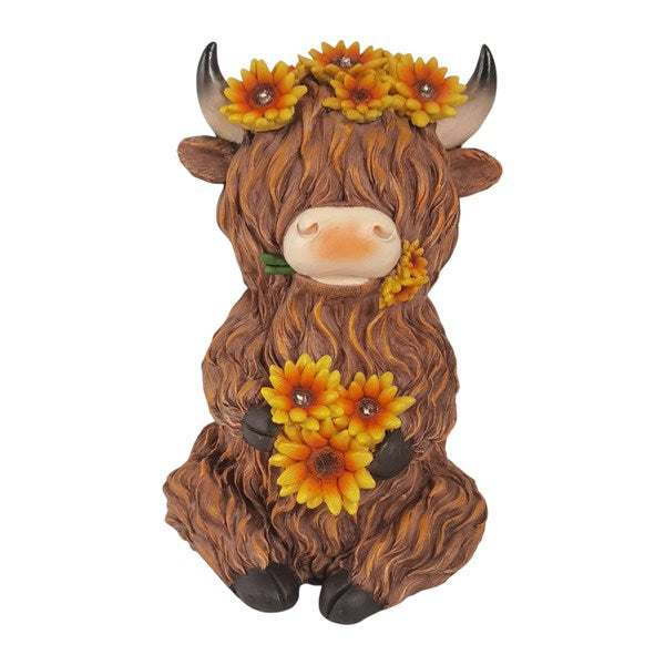 STRAITS Solar Highland Cow Figurine 25cm
