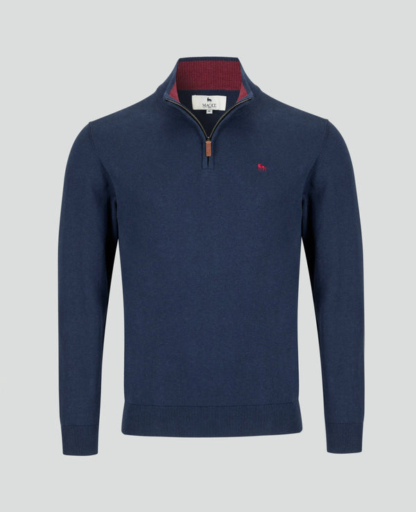 MAGEE Sean Cotton 1/4 Zip Jumper - Dark Blue