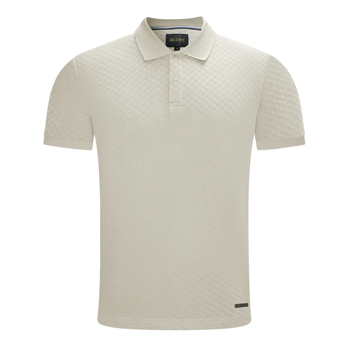 6TH SENSE Jacq Textured Short Sleeve Polo Shirt - Fog