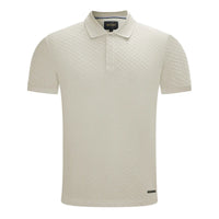 6TH SENSE Jacq Textured Short Sleeve Polo Shirt - Fog
