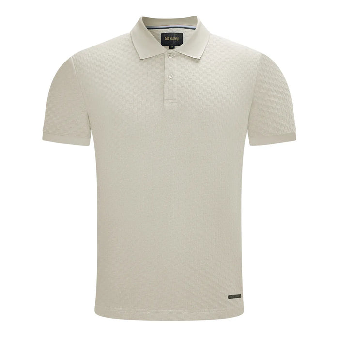 6TH SENSE Jacq Textured Short Sleeve Polo Shirt - Fog
