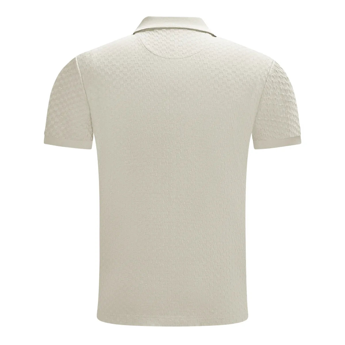 6TH SENSE Jacq Textured Short Sleeve Polo Shirt - Fog