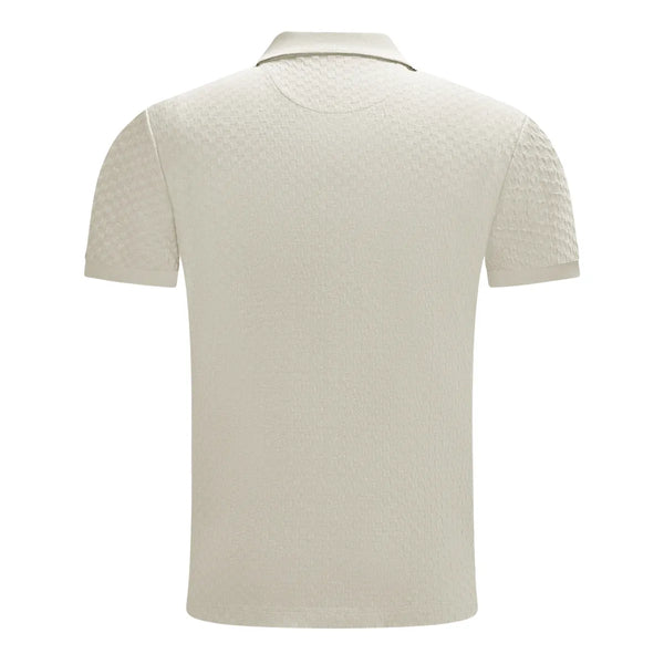 6TH SENSE Jacq Textured Short Sleeve Polo Shirt - Fog