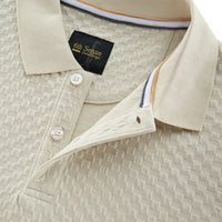 6TH SENSE Jacq Textured Short Sleeve Polo Shirt - Fog
