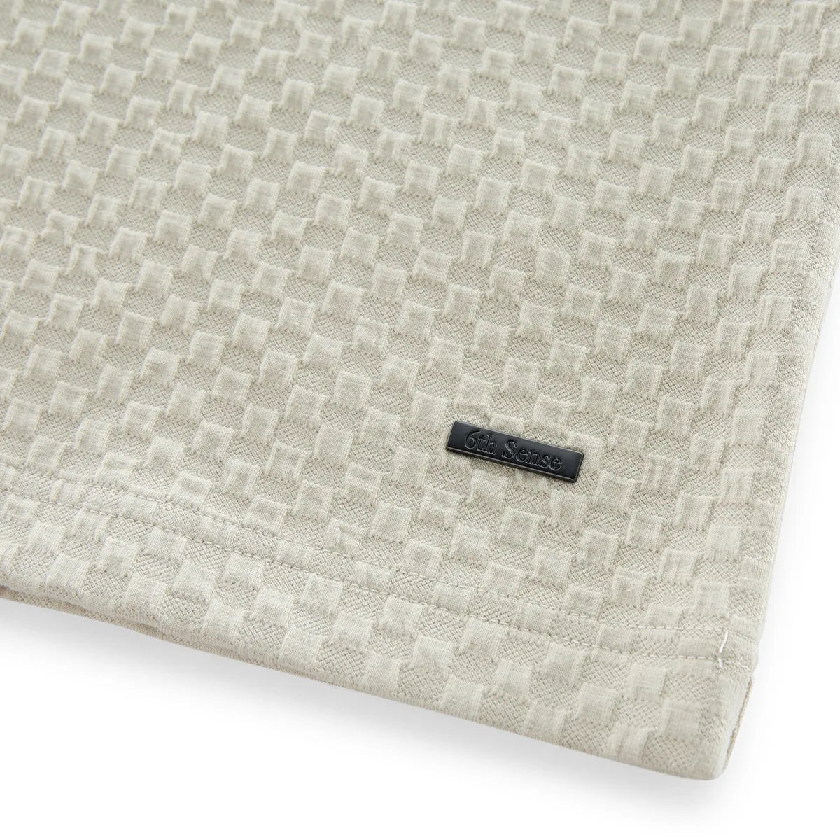 6TH SENSE Jacq Textured Short Sleeve Polo Shirt - Fog