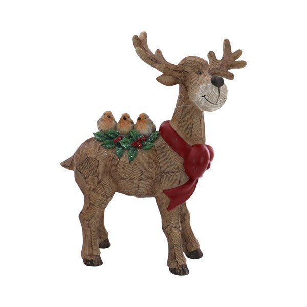 STRAITS Standing Christmas Reindeer & Robins Ornament 19x23cm