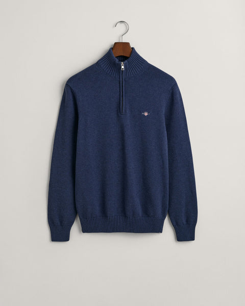 GANT : Casual Half Zip Sweater - Evening Blue