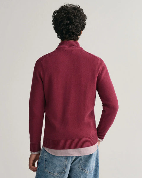 GANT : Casual Half Zip Sweater - Plumped Red
