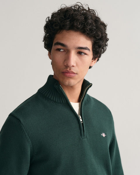 GANT : Casual Half Zip Sweater - Tart Green
