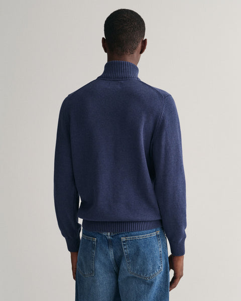 GANT : Casual Half Zip Sweater - Evening Blue