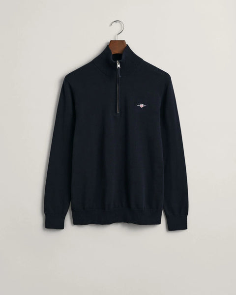 GANT : Classic Cotton Half Zip Sweater - Navy