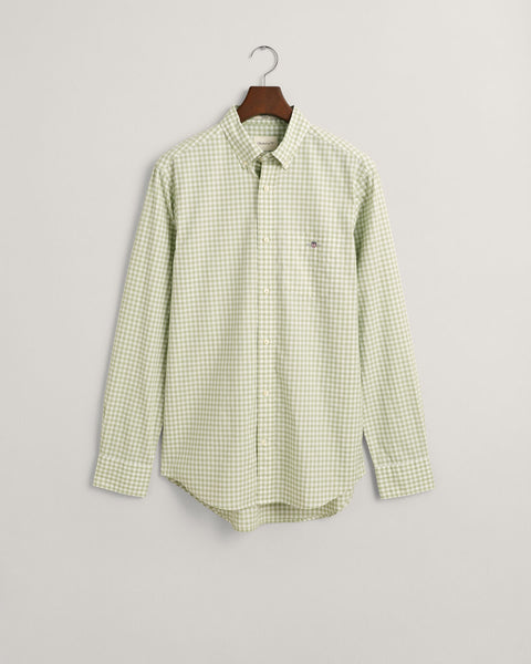GANT : Regular Fit Gingham Poplin Shirt - Green