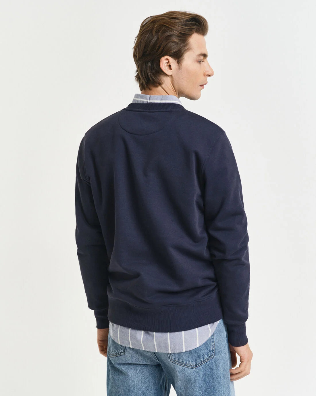 GANT Cotton Crew Neck Sweater - Navy