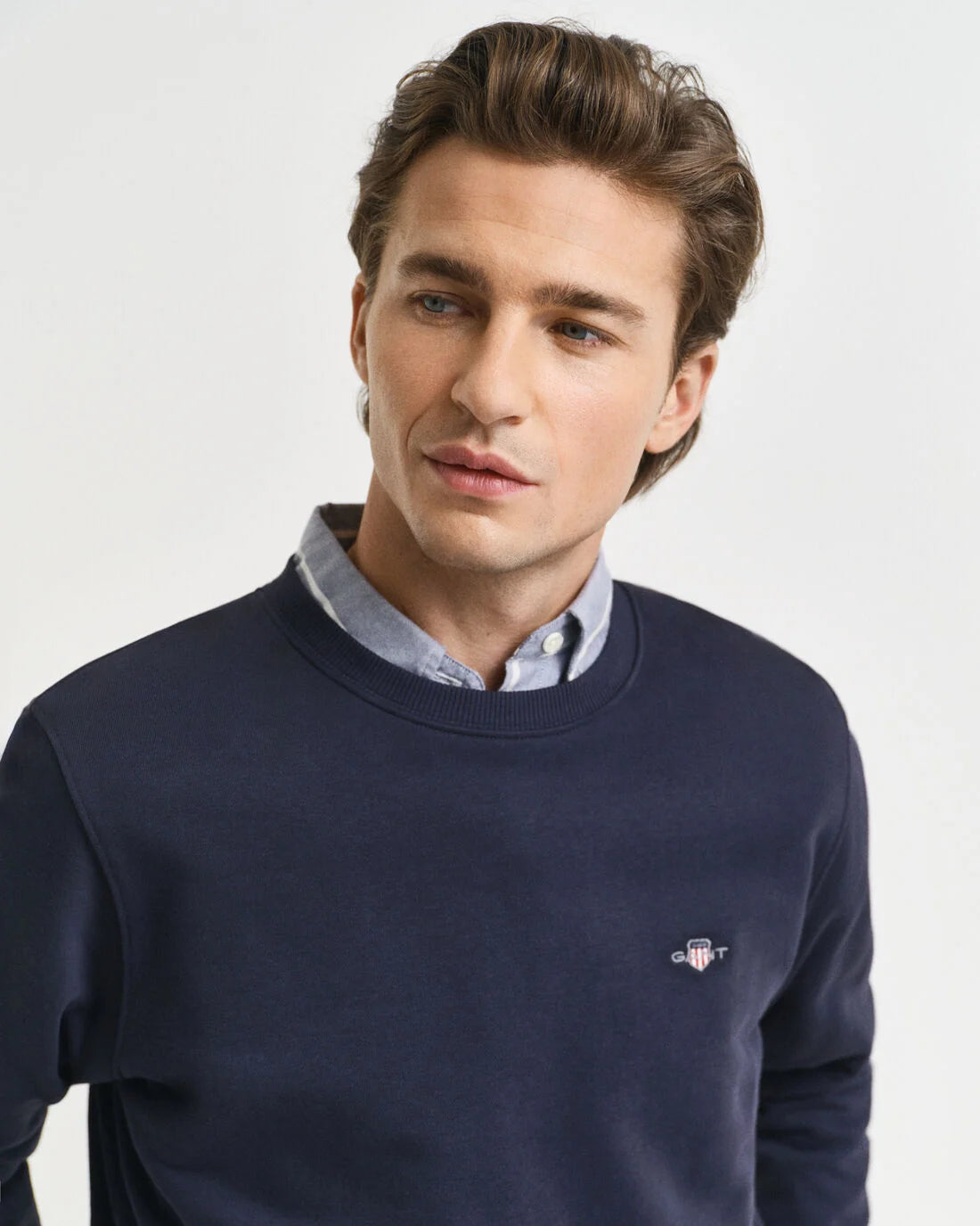 GANT Cotton Crew Neck Sweater - Navy