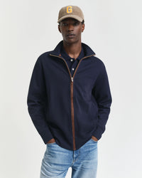 GANT Sacker Rib Zip Cardigan - Navy