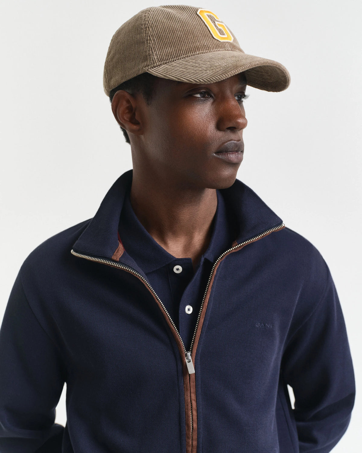 GANT Sacker Rib Zip Cardigan - Navy