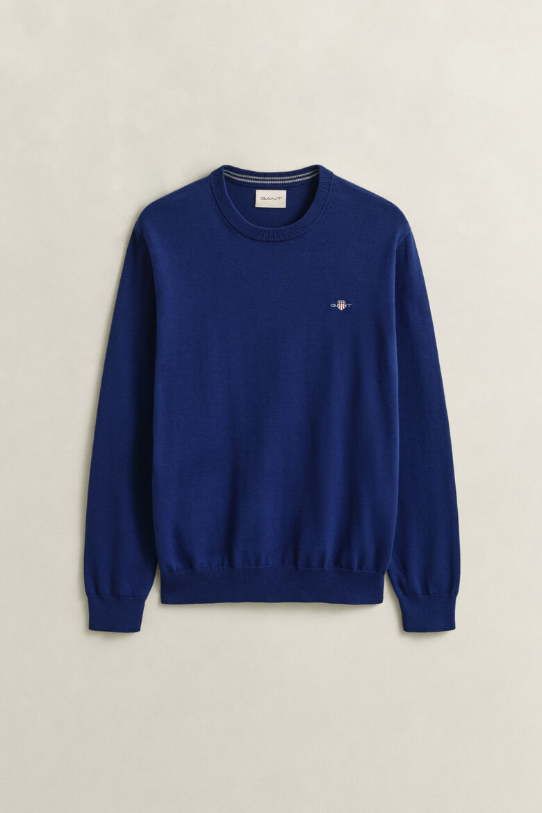 GANT Cotton Crew Neck Sweater - Rich Navy