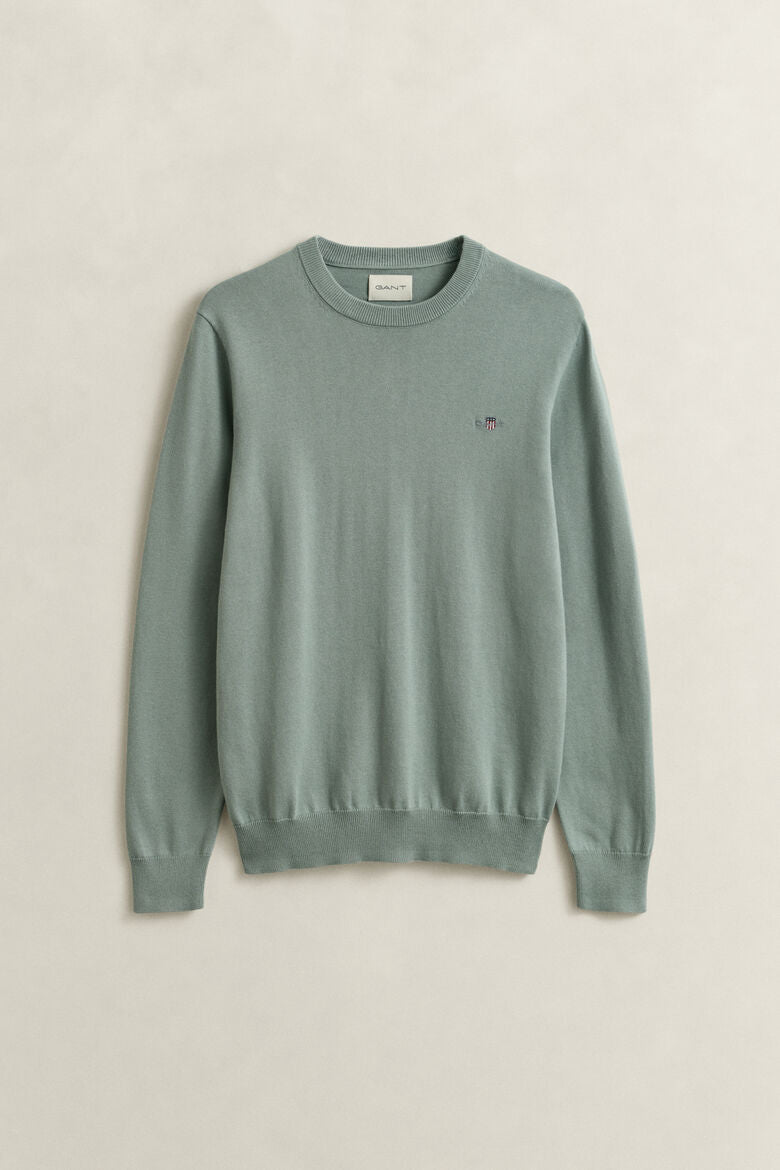 GANT Cotton Crew Neck Sweater - Sage