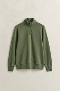 GANT Shield Half Zip Sweatshirt - Herb Green
