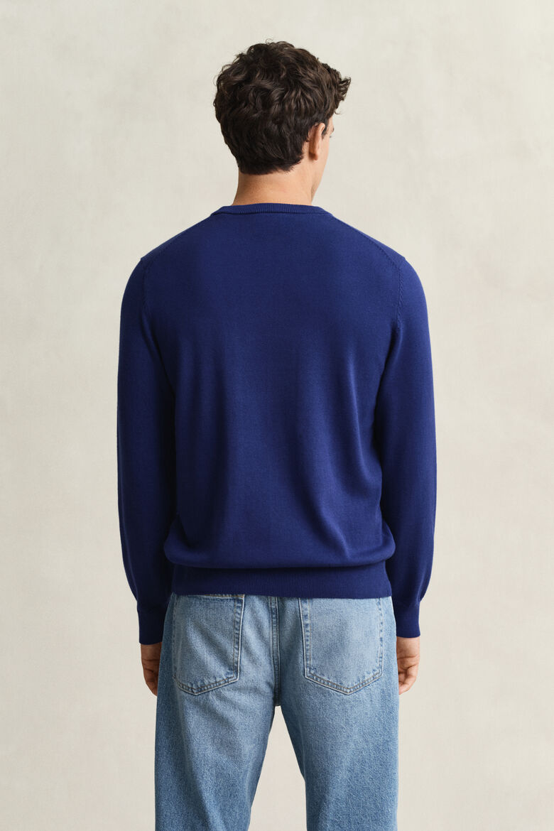 GANT Cotton Crew Neck Sweater - Rich Navy
