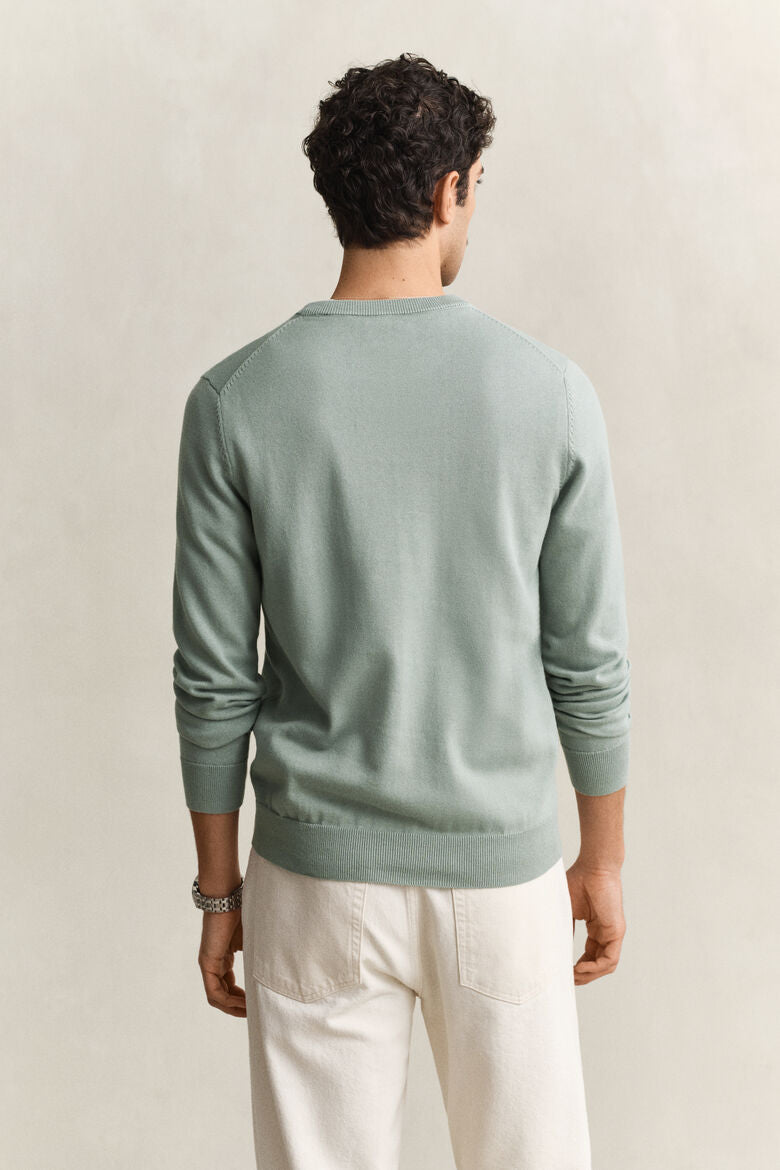 GANT Cotton Crew Neck Sweater - Sage