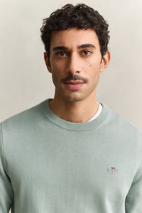 GANT Cotton Crew Neck Sweater - Sage