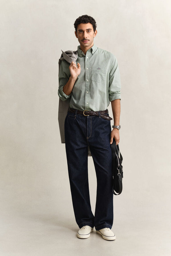 GANT Regular Fit Classic Poplin Shirt - Herb Green