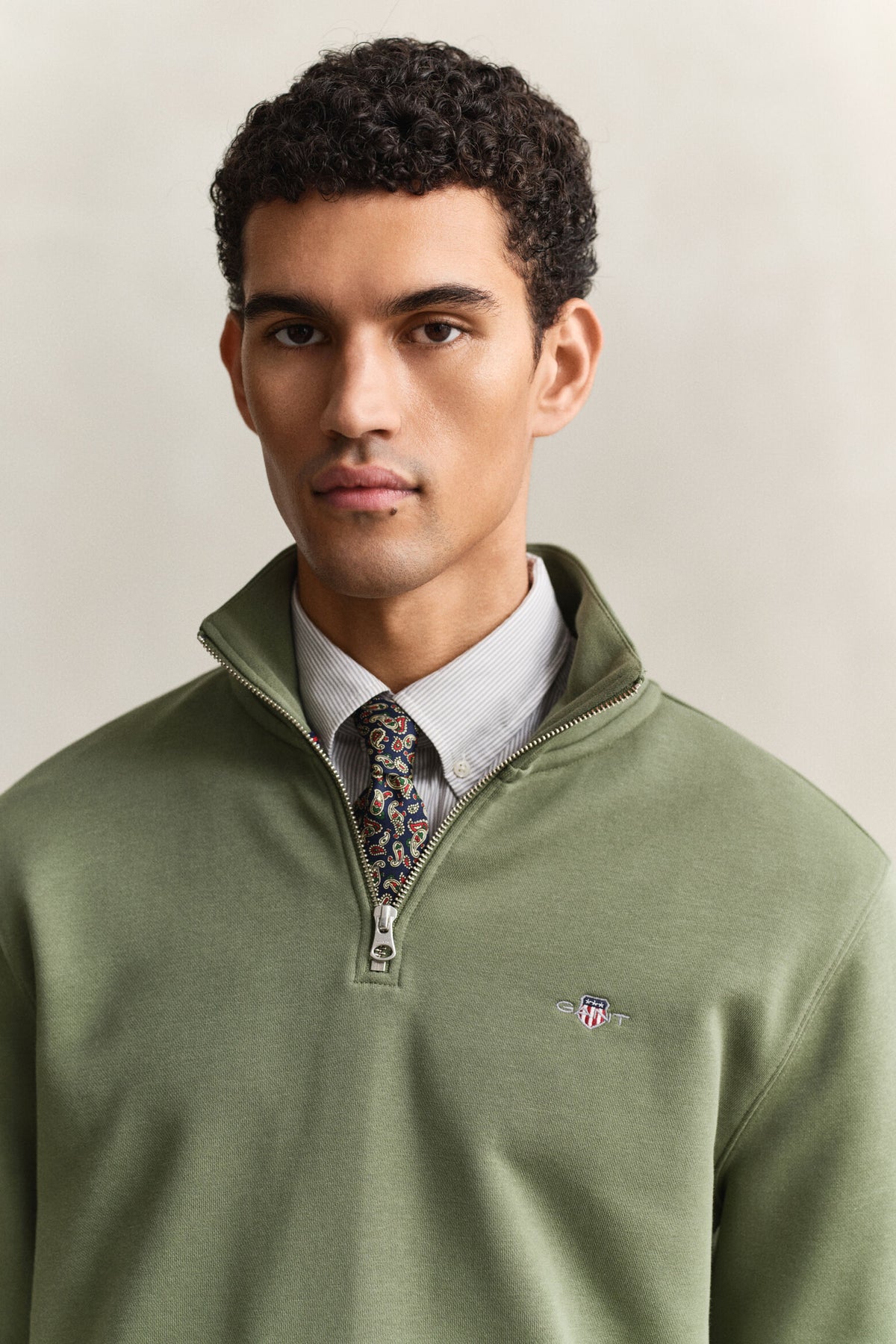 GANT Shield Half Zip Sweatshirt - Herb Green