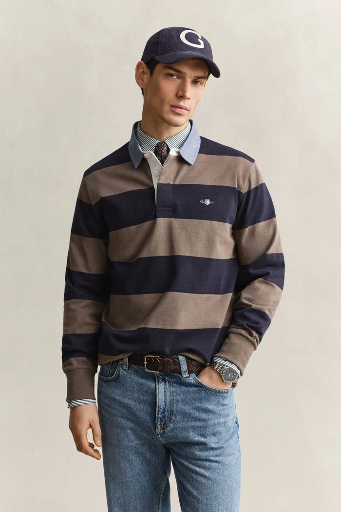 GANT Classic Heavy Rugger Long Sleeve Polo - Taupe