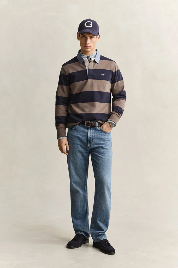 GANT Classic Heavy Rugger Long Sleeve Polo - Taupe