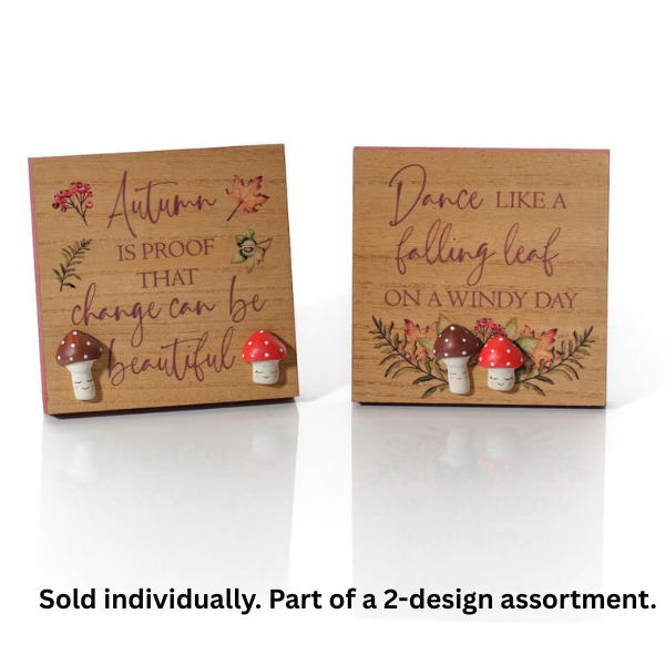 LANGS Toadstool Tales Wood 3D Mushrooms Plaque 12cm - 1Pc