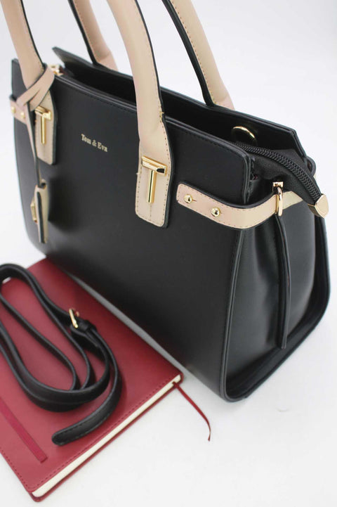 COPE CLOTHING : Minimalist Double-Carry Handbag - Black