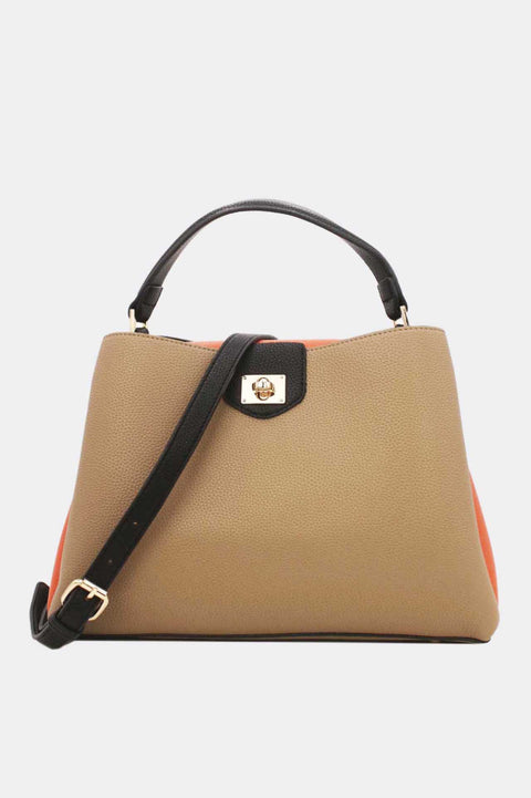 COPE CLOTHING : Tricolor Grained Leather Effect Handbag