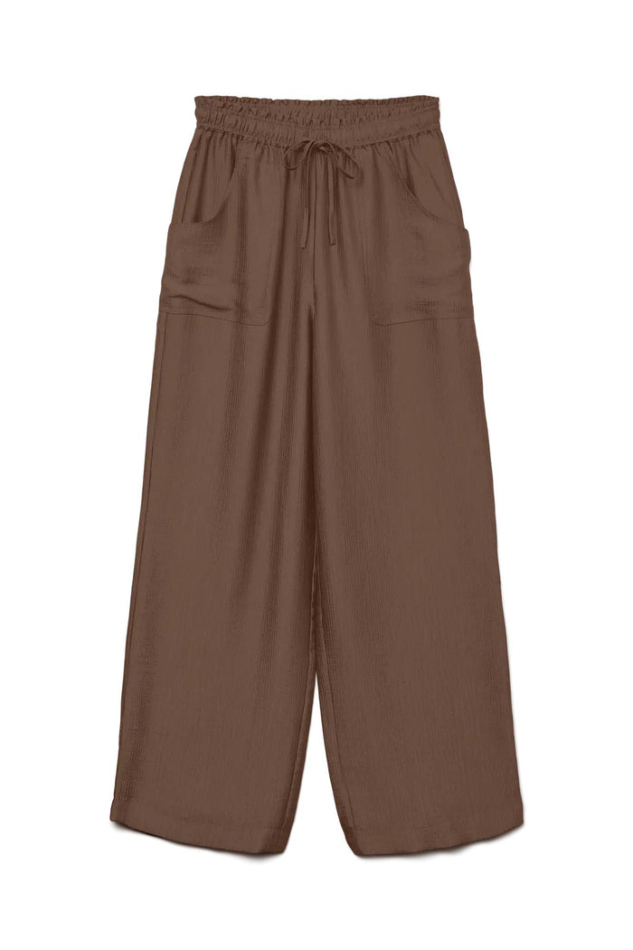 VERO MODA Toma High Waist Textured Pants - Brown
