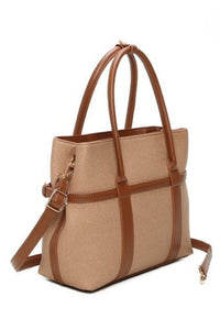 COPE CLOTHING Two-tone Structured Tote Bag - Caramel