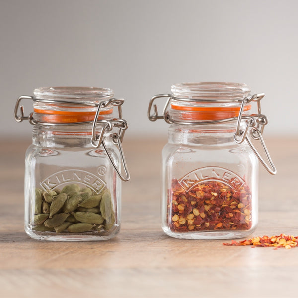 KILNER Square Clip Top Glass Small Spice Jar 70ml