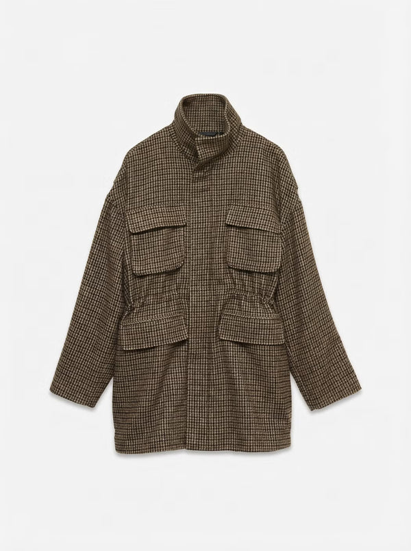 VERO MODA High Neck Textured Jacket - Brown Mix