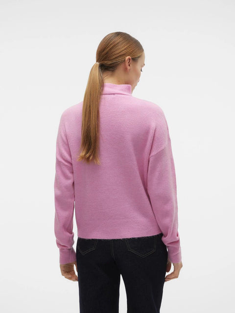 VERO MODA : Knitted Highneck Zip Pullover - Pastel Lavander