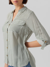 VERO MODA Bumpy Regular Fit Striped Shirt - Green