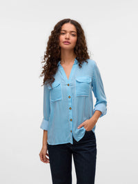 VERO MODA Bumpy Regular Fit Shirt - Azure Blue