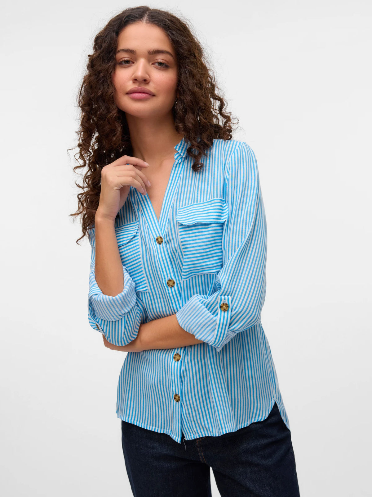 VERO MODA Bumpy Regular Fit Shirt - Azure Blue