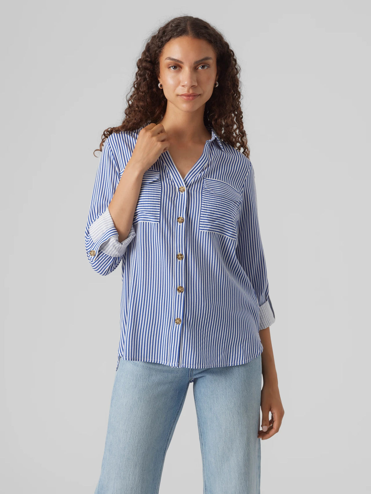 VERO MODA Bumpy Regular Fit Shirt - Beaucoup Blue
