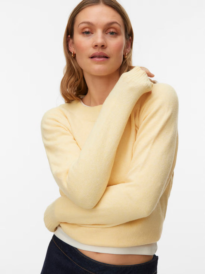 VERO MODA Doffy Round Neck Knitted Pullover - Golden Haze