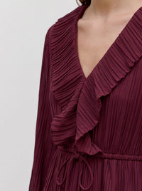 VERO MODA Dora Frill Pleat Blouse - Wine