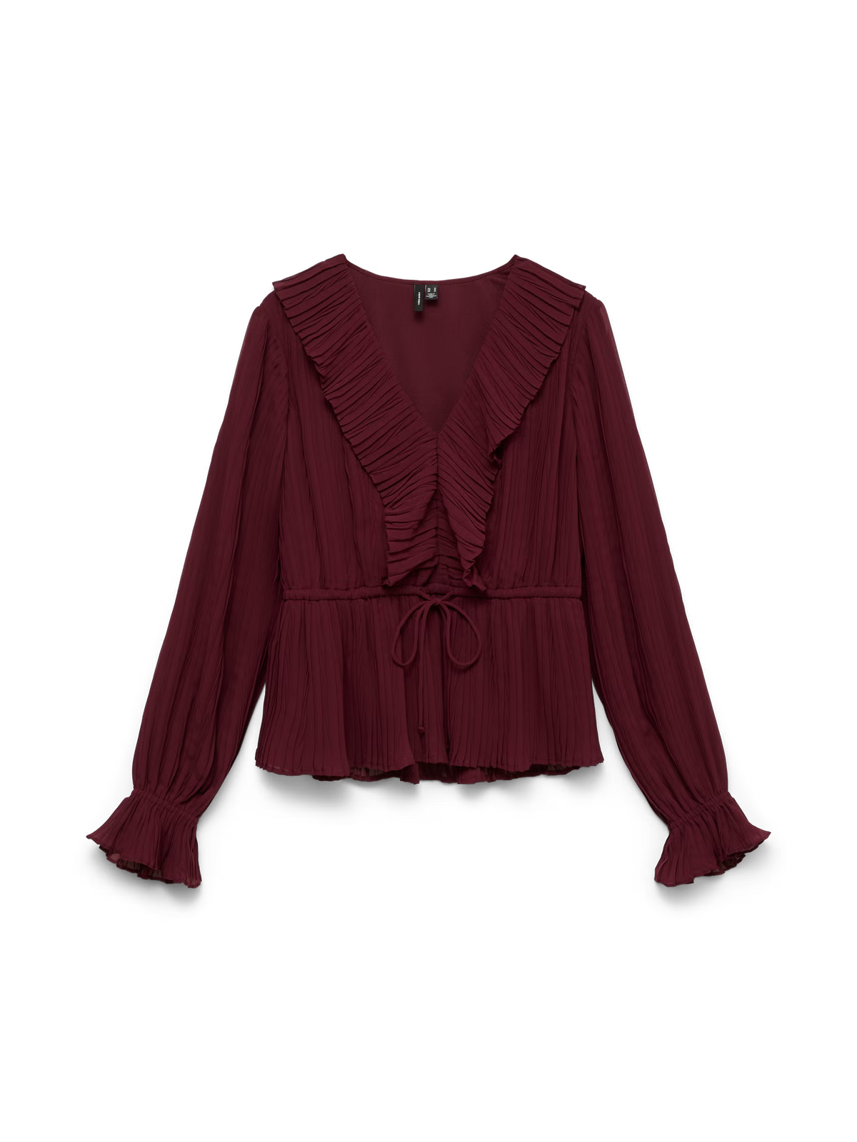 VERO MODA Dora Frill Pleat Blouse - Wine