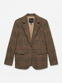 VERO MODA Long Sleeve Check Blazer - Brown